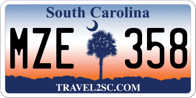 SC license plate MZE358
