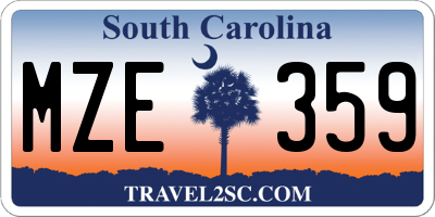 SC license plate MZE359