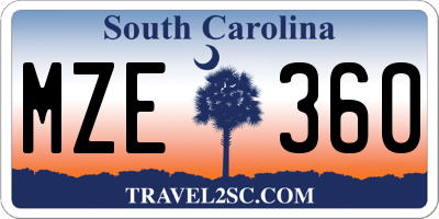 SC license plate MZE360