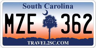 SC license plate MZE362