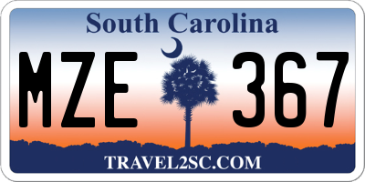 SC license plate MZE367