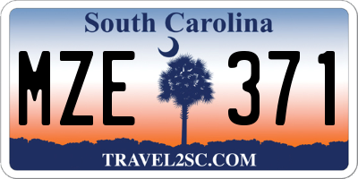 SC license plate MZE371