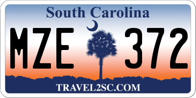 SC license plate MZE372