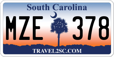SC license plate MZE378