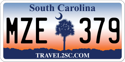 SC license plate MZE379