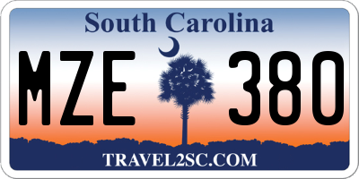 SC license plate MZE380