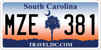 SC license plate MZE381