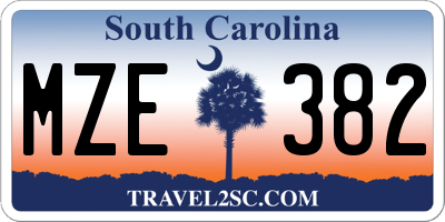 SC license plate MZE382
