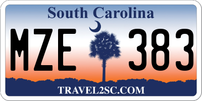 SC license plate MZE383