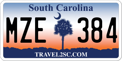 SC license plate MZE384