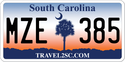SC license plate MZE385