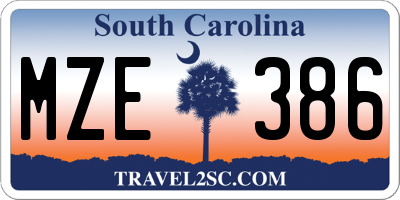 SC license plate MZE386