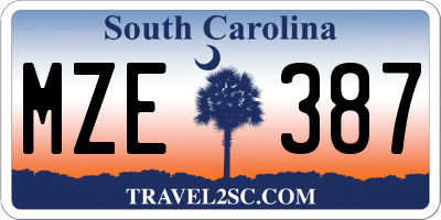 SC license plate MZE387