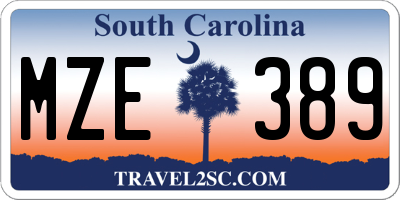 SC license plate MZE389