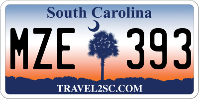 SC license plate MZE393