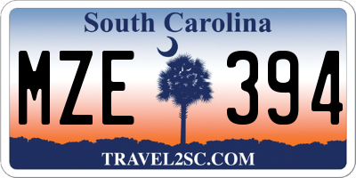 SC license plate MZE394