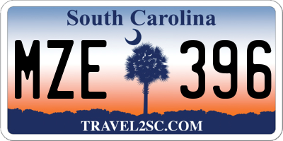 SC license plate MZE396