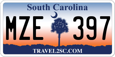 SC license plate MZE397