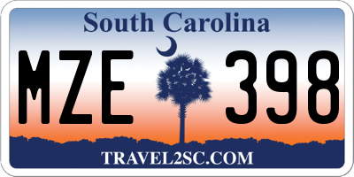SC license plate MZE398