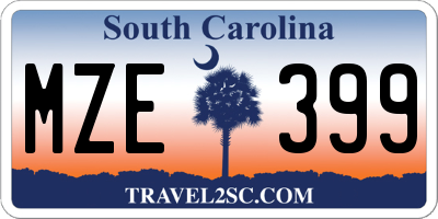 SC license plate MZE399