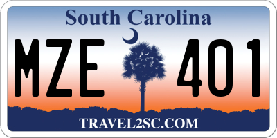 SC license plate MZE401