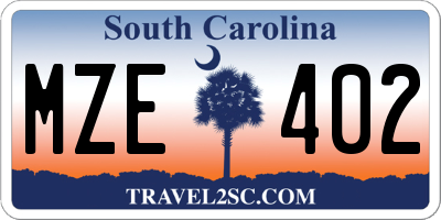 SC license plate MZE402