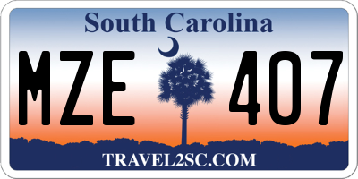 SC license plate MZE407