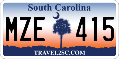 SC license plate MZE415
