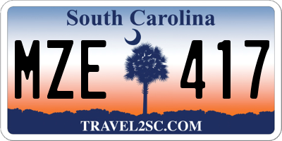 SC license plate MZE417