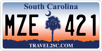 SC license plate MZE421