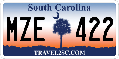 SC license plate MZE422