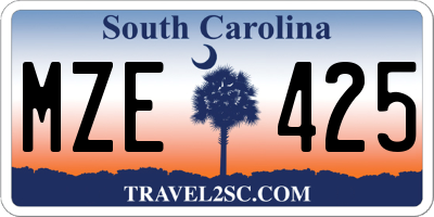 SC license plate MZE425