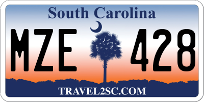 SC license plate MZE428