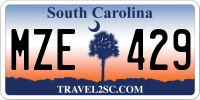 SC license plate MZE429