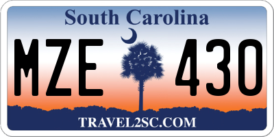SC license plate MZE430