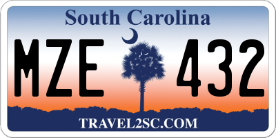 SC license plate MZE432