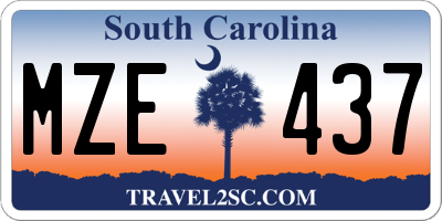 SC license plate MZE437