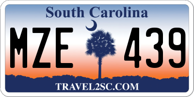 SC license plate MZE439