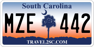 SC license plate MZE442