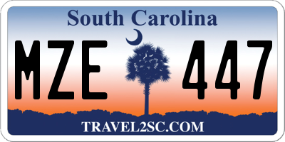 SC license plate MZE447