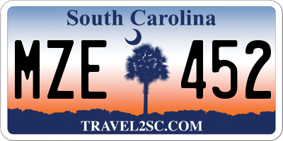 SC license plate MZE452