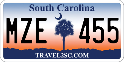 SC license plate MZE455