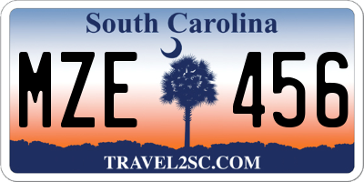 SC license plate MZE456