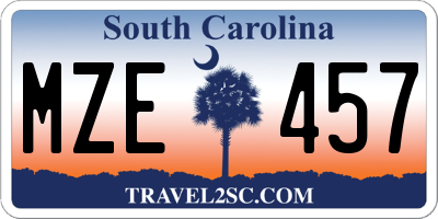 SC license plate MZE457