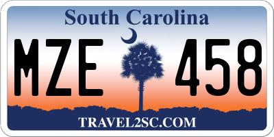SC license plate MZE458