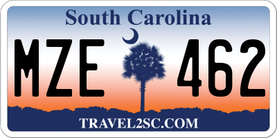 SC license plate MZE462