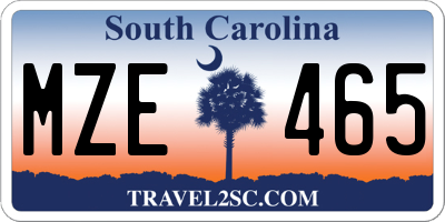 SC license plate MZE465