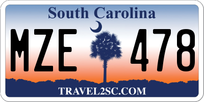 SC license plate MZE478