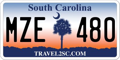 SC license plate MZE480