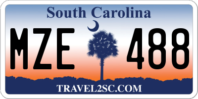 SC license plate MZE488